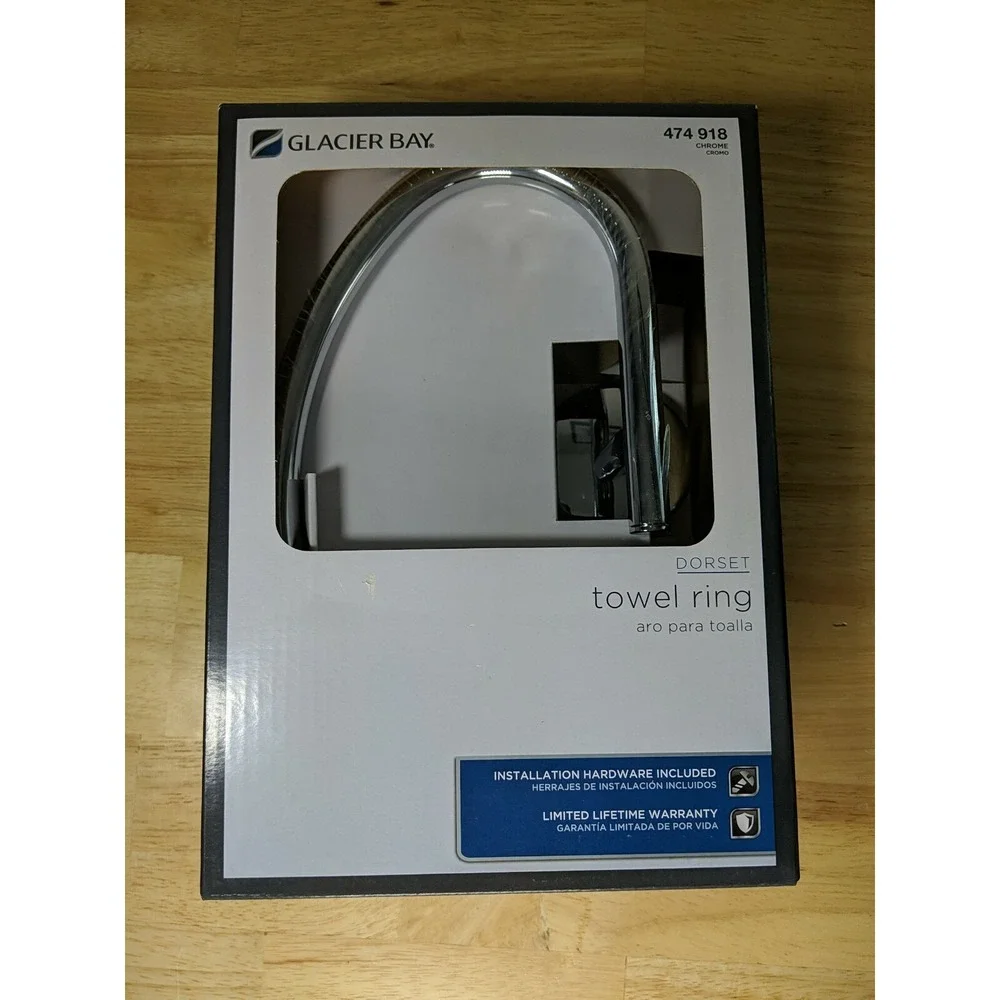 Glacier Bay Dorset Towel Ring Chrome Bathroom Open Hand‎ Towel Holder